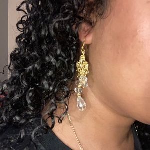 Clear bead drop chandelier earrings